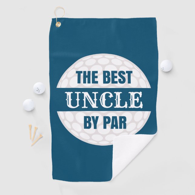 The Best Uncle by Par Golfers Funny Pun Navy Blue Golf Towel (InSitu)