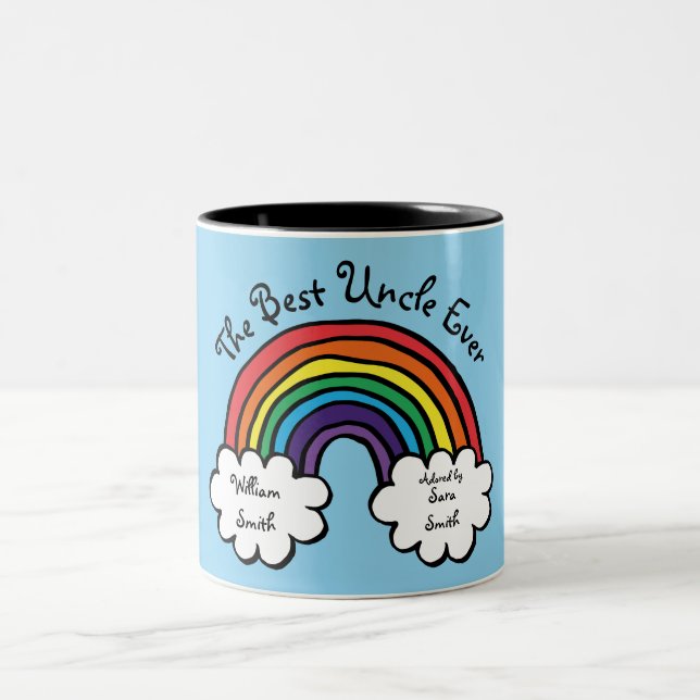 The Best Uncle Ever Rainbow Blue Two-Tone Coffee Mug (Center)