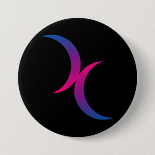 The Bi Double Moon Symbol 7.5 Cm Round Badge