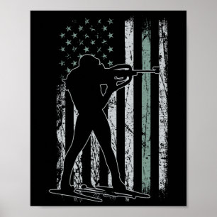 The Biathlon Usa Flag Retro Skis Men Biathlon  Poster