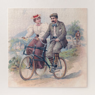 The Bicycle Elopement, 1896 Jigsaw Puzzle