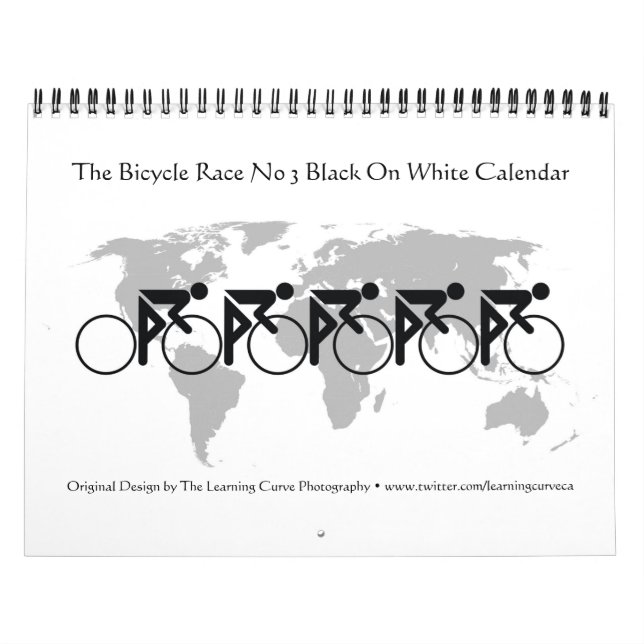 The Bicycle Race No 3 Black On White Calendar (Cover)