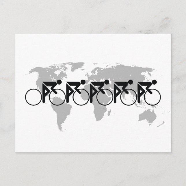 The Bicycle Race No 3 Black On White Holiday Postcard (Front)