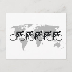 The Bicycle Race No 3 Black On White Invitation Postcard