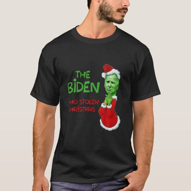 The Biden Who Stole Christmas Funny T-Shirt (Front)