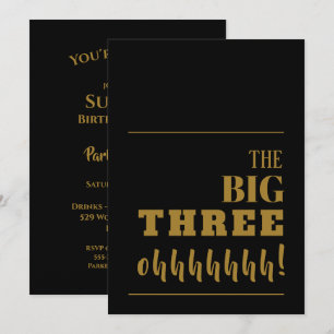 The BIG 30 Black Gold Birthday Invitation