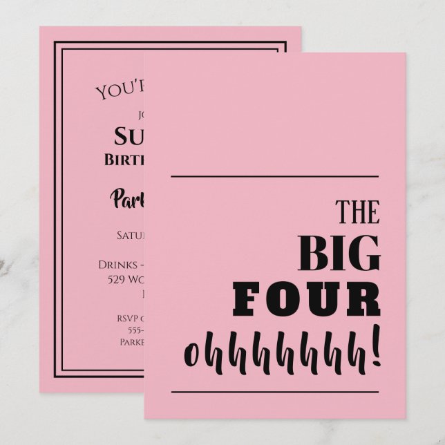 The BIG 40 Birthday Invitations (Front/Back)