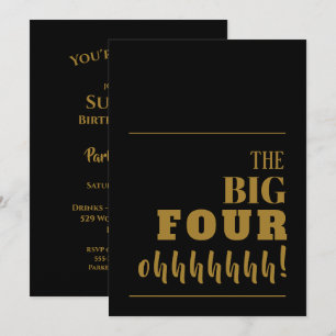 The BIG 40 Black Gold Birthday Invitation