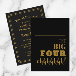 The BIG 40 Black Gold Birthday Party Invitations