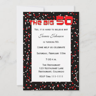 "The BIG 50" 50th Birthday Invitation on Black