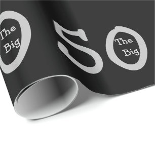 The big 50, Birthday, silver text on black. Wrapping Paper