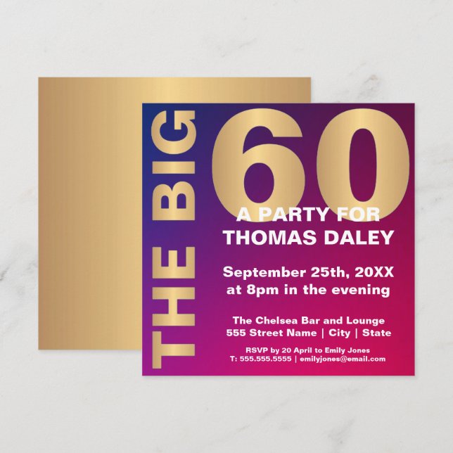THE BIG 60 BIRTHDAY INVITATION (Front/Back)