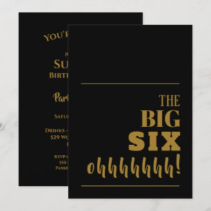 The BIG 60 Black Gold Birthday Party Invitation