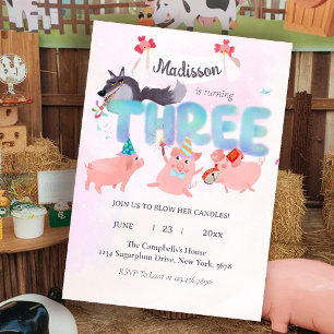 the big bad wolf and three little pigs invitation