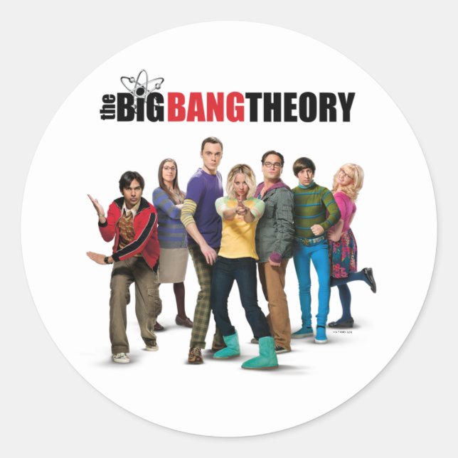 The Big Bang Theory Characters Classic Round Sticker (Front)