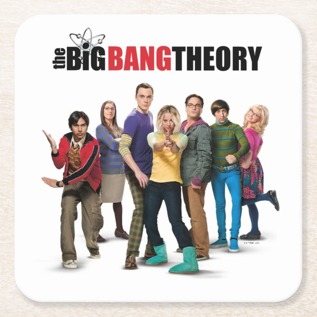 The Big Bang Theory Characters Square Paper Coaster (Front)