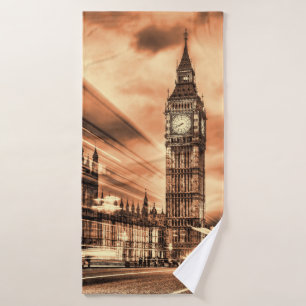 The Big Ben in retro style in London Bath Towel