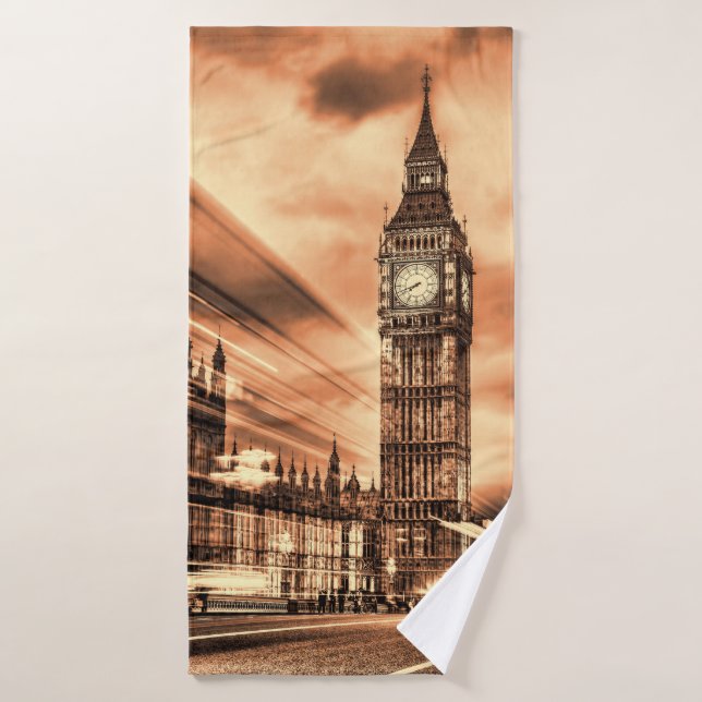 The Big Ben in retro style in London Bath Towel (Bath Towel)