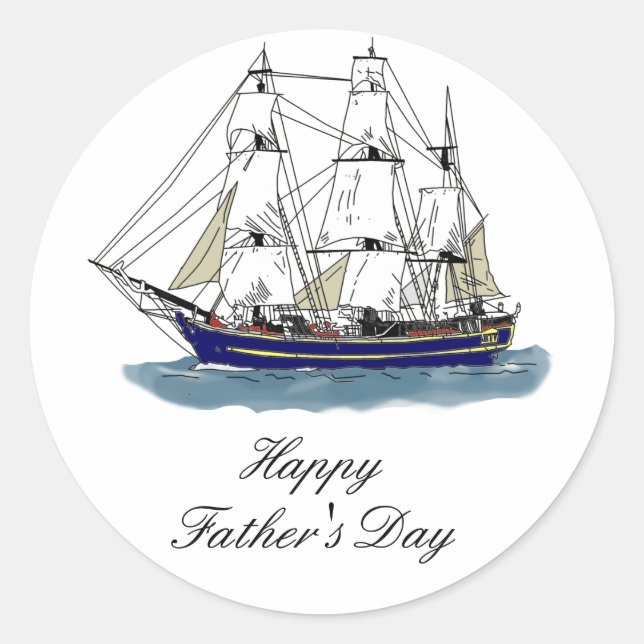 The Big Blue – Tall Ship Classic Round Sticker (Front)