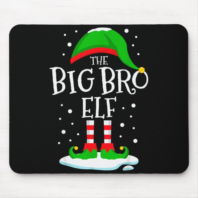 The Big Bro Elf Christmas Family Matching Xmas Bro Mouse Mat (Front)