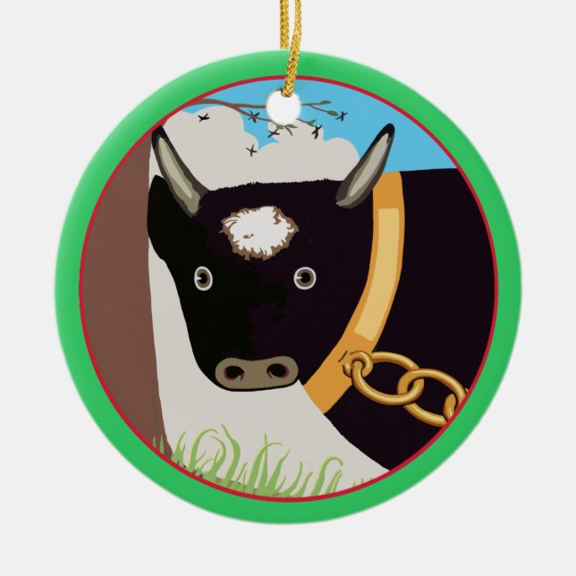 The Big Bull Ceramic Tree Decoration (Front)