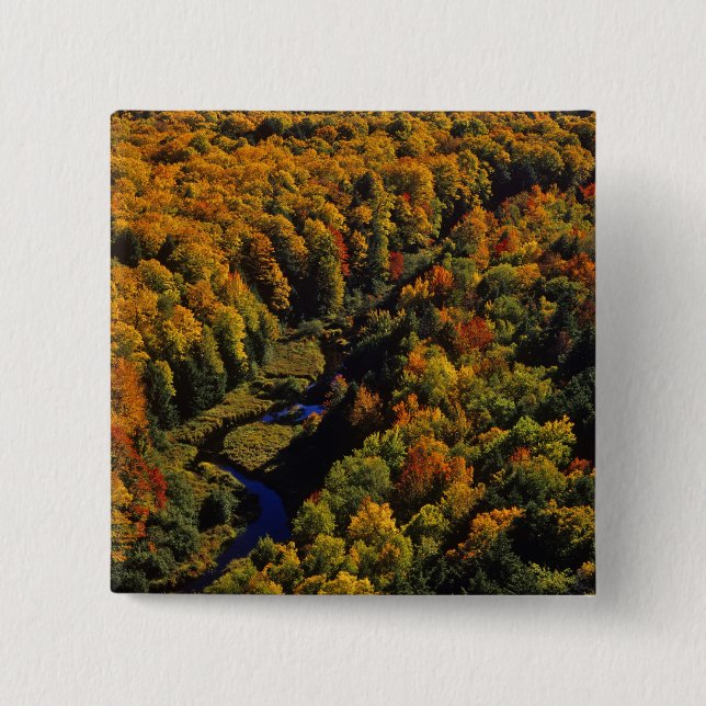 The Big Carp River in autumn at Porcupine 15 Cm Square Badge (Front)