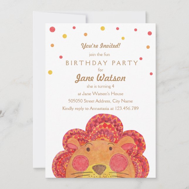 The Big Cat Kids Birthday Party Invitation (Front)