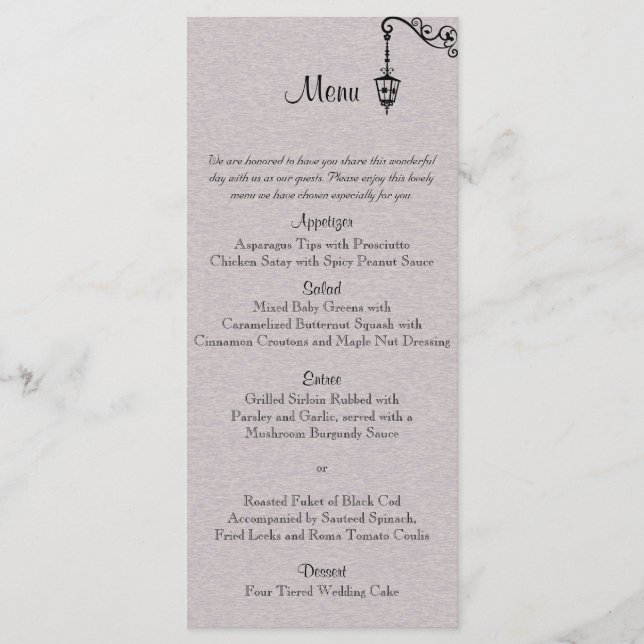 The Big Easy Wedding Menu (Front)
