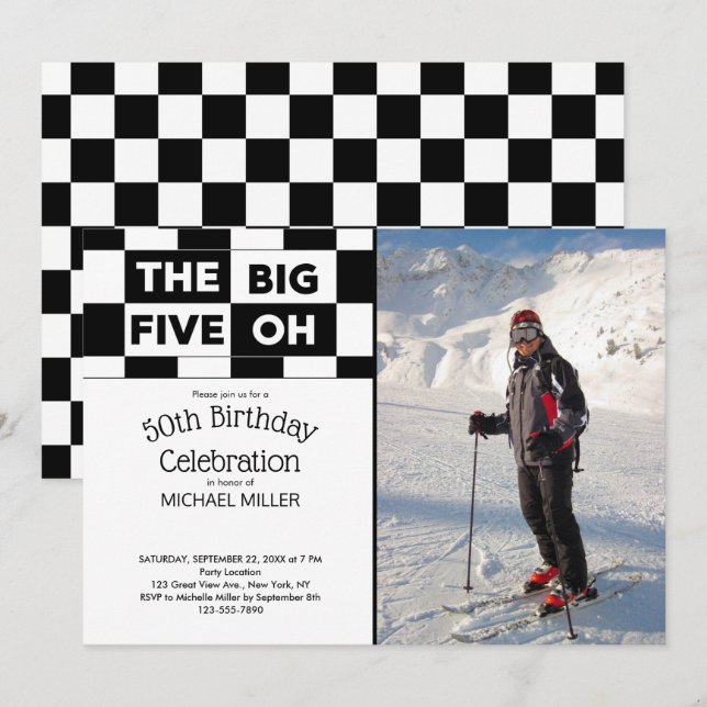 The Big Five Oh 50th Birthday Photo Invitation (Front/Back)