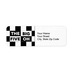 The Big Five Oh Black White Chequerboard Labels