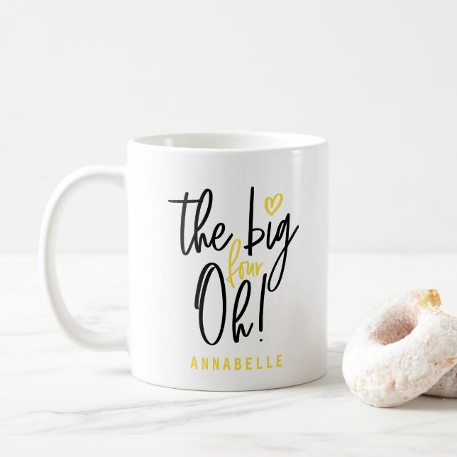 The big four oh! 40th birthday party favour gift c coffee mug (With Donut)