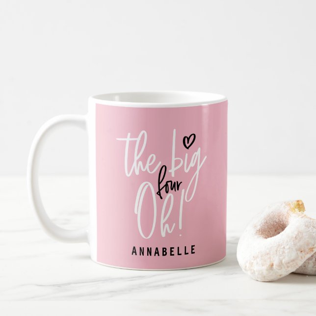 The big four oh! 40th birthday party favour gift coffee mug (With Donut)