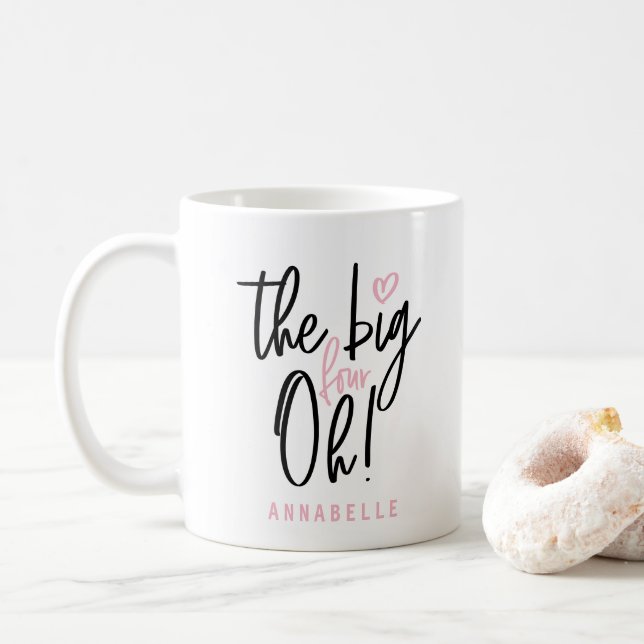 The big four oh! 40th birthday party favour gift coffee mug (With Donut)