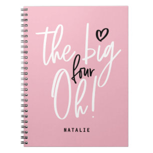 The big four oh! 40th birthday party pink girly  notebook