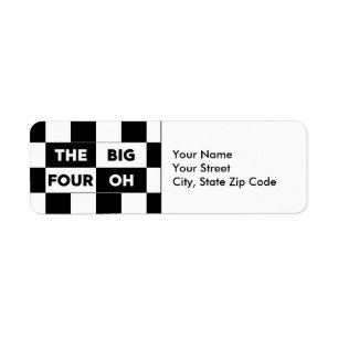 The Big Four Oh Black White Chequerboard Labels