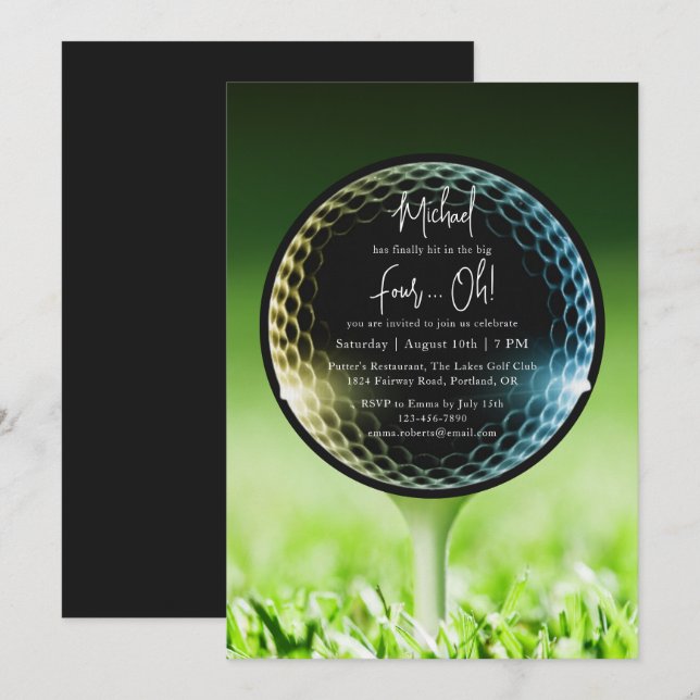 The Big Four-Oh Golf 40th Birthday Party Invitation (Front/Back)