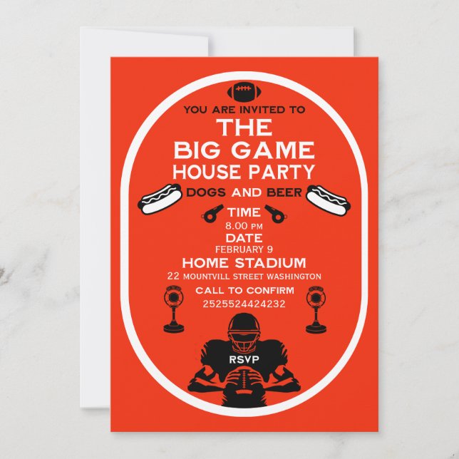 The Big Game Football House Party Save The Date (Front)