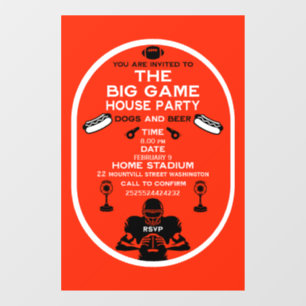 The Big Game Football House Party Window Cling