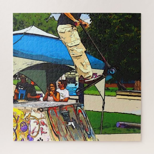 The Big Jump - Scooter Trick Jigsaw Puzzle (Vertical)