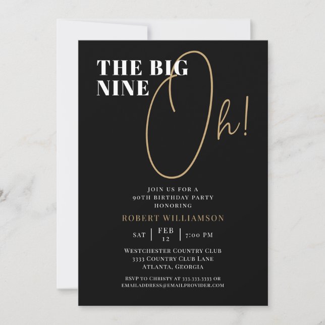 The Big Nine Oh Black 50th Birthday Invitation (Front)