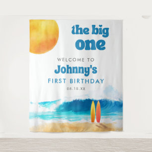 The Big One 1st Birthday Surf Beach Photo Backdrop Tapestry