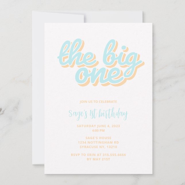 The Big One Beach Surf 1st Birthday Invitation  (Front)