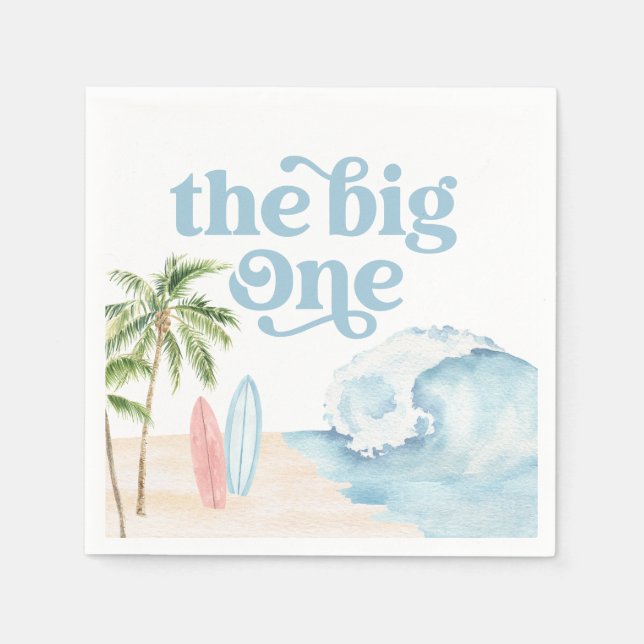 The Big One Beach Surf 1st Birthday Napkin (Front)