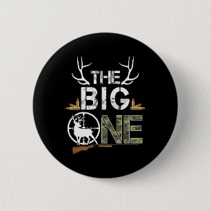 The Big One Birthday Boy Deer Hunter Camouflage 1s 6 Cm Round Badge