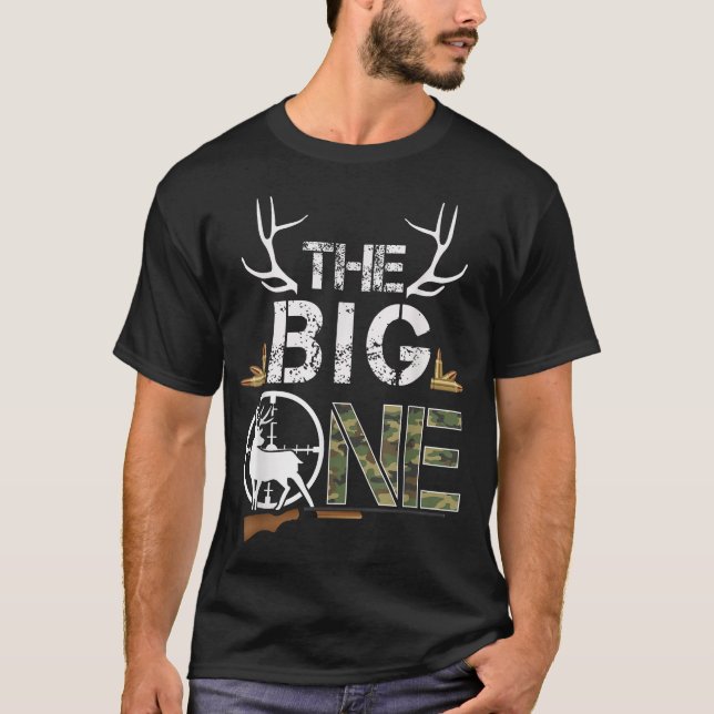 The Big One Birthday Boy Deer Hunter Camouflage  T-Shirt (Front)