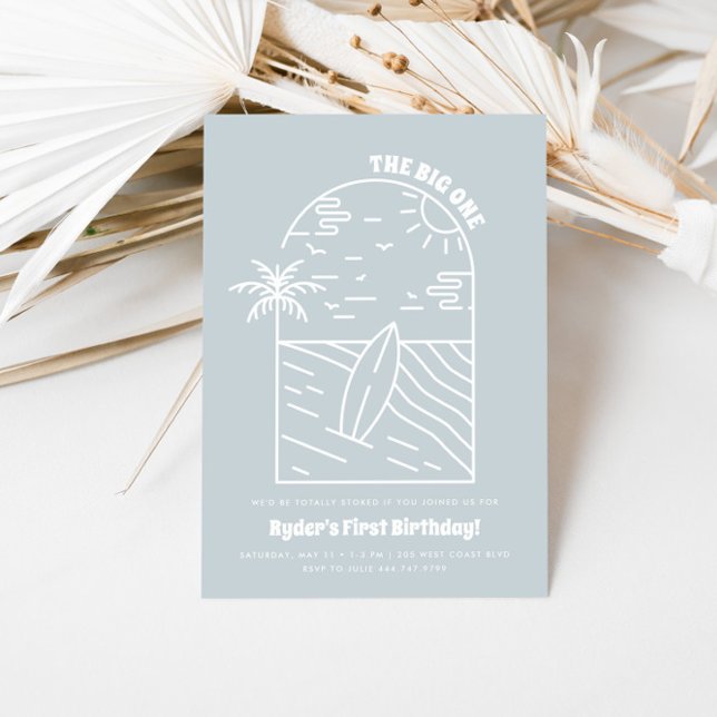 The Big One | Boy's 1st Surf Beach Birthday Invitation (Creator Uploaded)