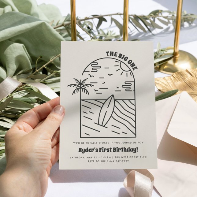 The Big One | Boy's 1st Surf Beach Birthday Invitation (Creator Uploaded)