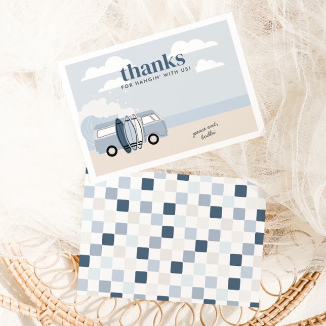 The BIG ONE Boys Beach Surf Birthday Thank You Card (Creator Uploaded)