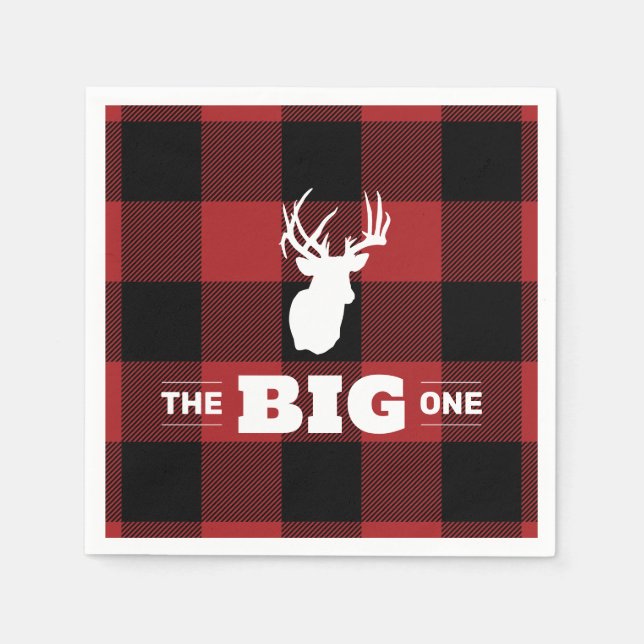 The Big One Buffalo Plaid Deer Napkin (Front)