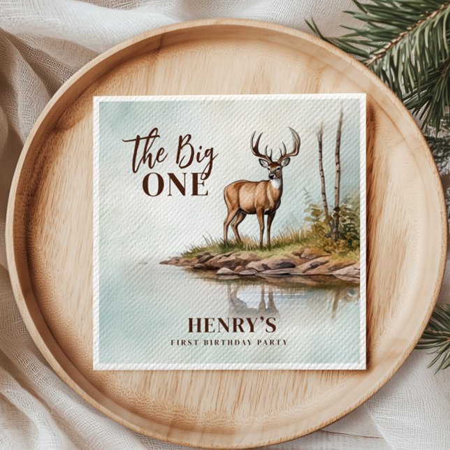 The Big ONE Deer First Hunting 1st Birthday Napkin (Creator Uploaded)